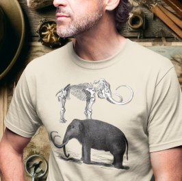 Camiseta Wooly Mammoth Elefante e Esqueleto Pré-Históricos