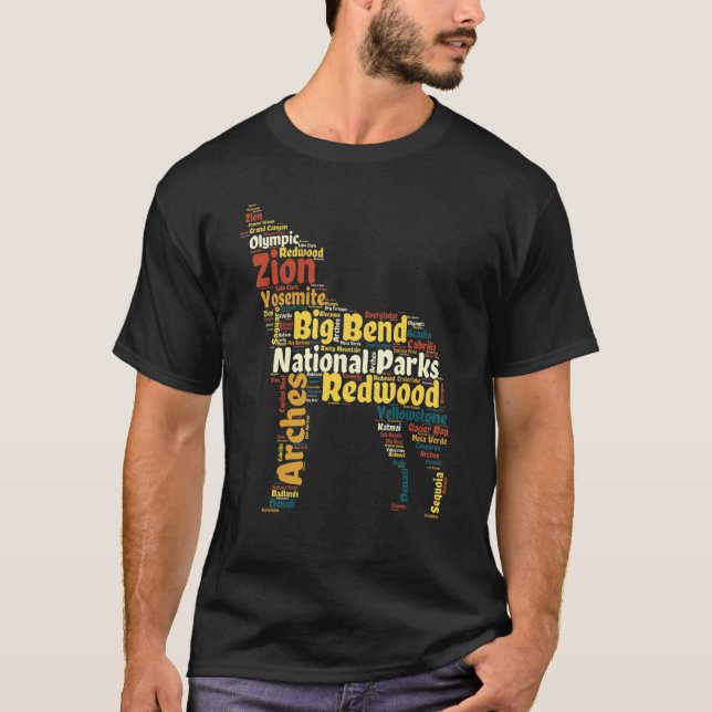Camiseta Word Cloud National Parks List - To Hike List - Ca (Frente)
