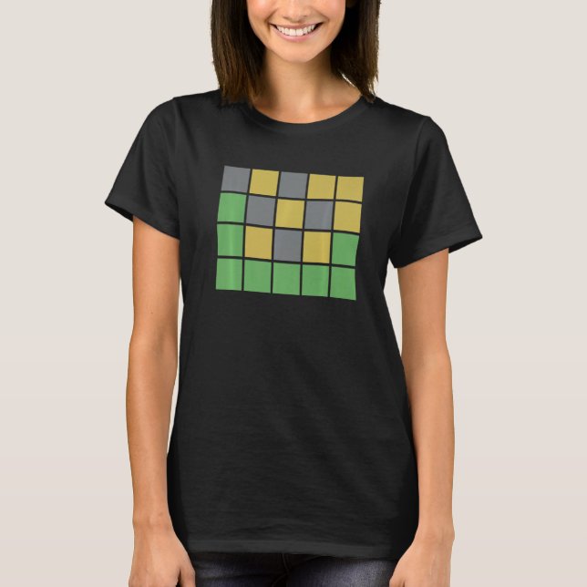Camiseta Word Games With Green Gray Yellow Squares For Happ (Frente)