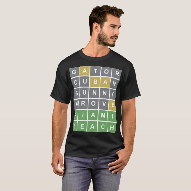 Camiseta Wordle Quebra-cabeça "Miami Beach"  (Frente Completa)