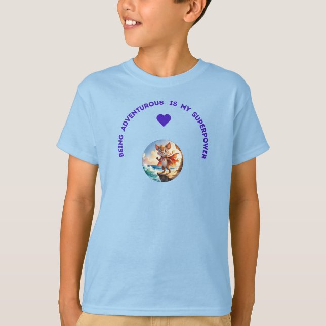 Camiseta Words saying “Being Adventurous is my Superpower” (Frente)