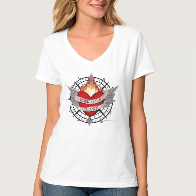 Camiseta WORK LOVE BALANCE compass design (Frente)