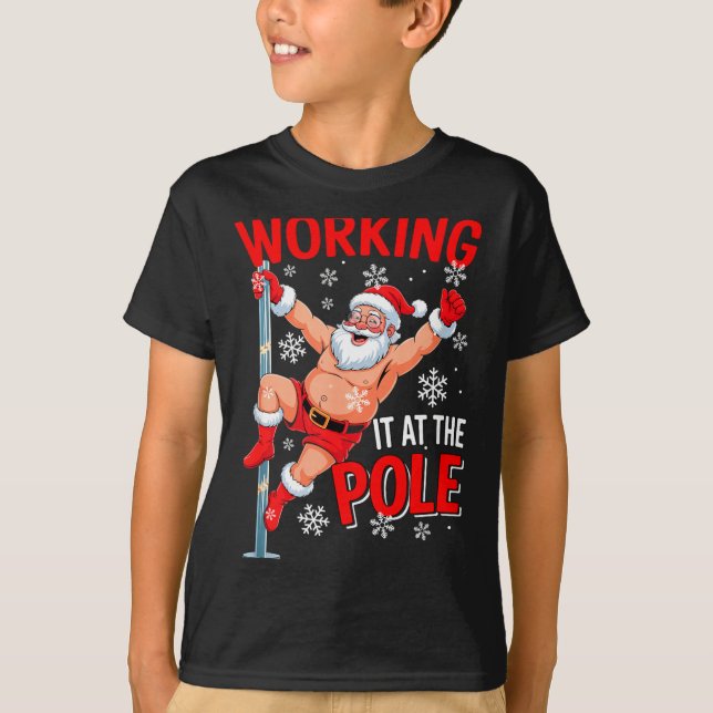 Camiseta Working At Le Xmas Santa Dancing Funny Joke Dirty  (Frente)