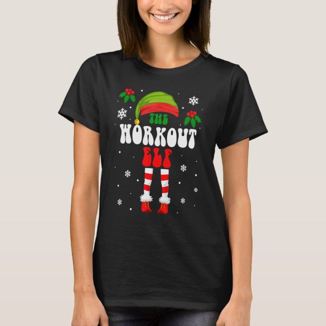 Camiseta Workout Elf Match Family Group Holida de Natal (Frente)