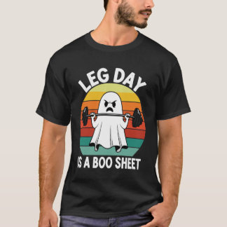 Camiseta Workout Ghost Leg Day Boo Sheet Halloween Gym Humo