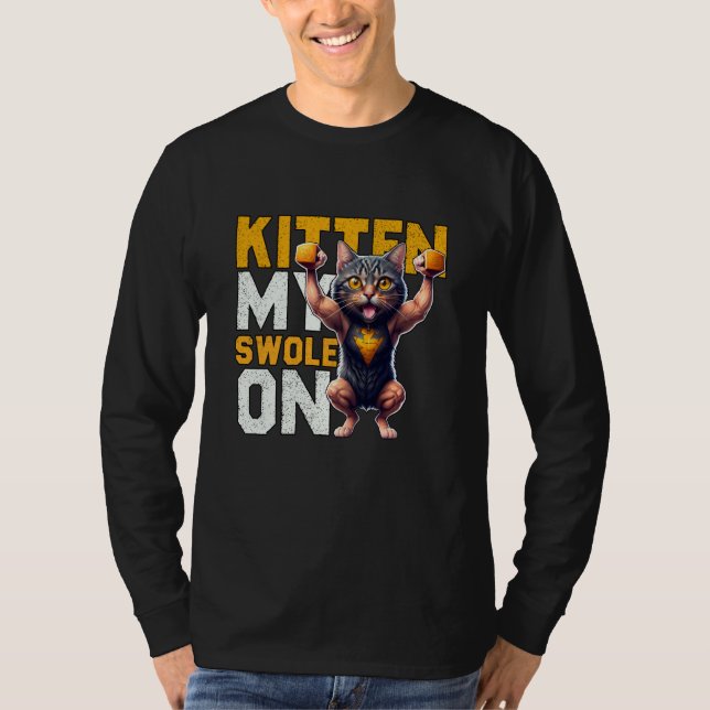 Camiseta Workout Kitten My Swole On Workout Retro Cat  1 (Frente)