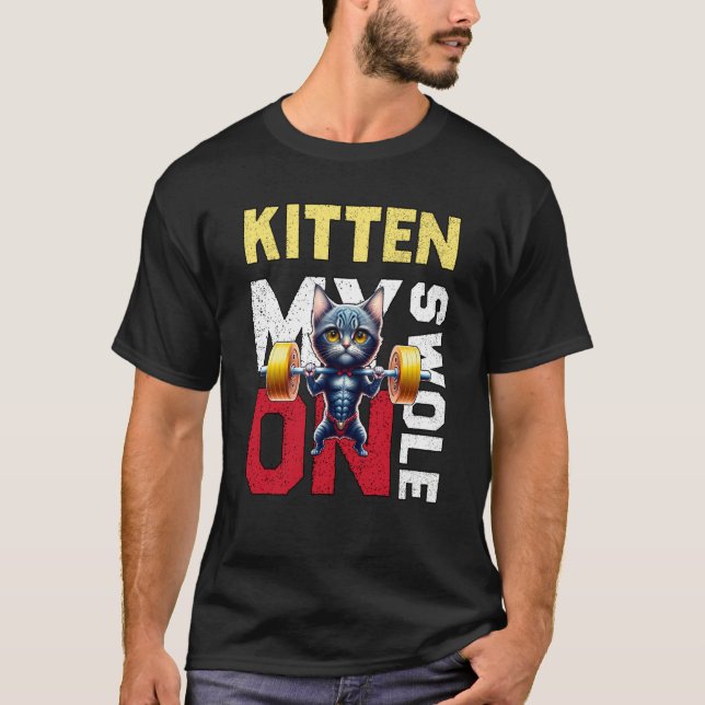 Camiseta Workout Kitten My Swole On Workout Retro Cat  4 (Frente)