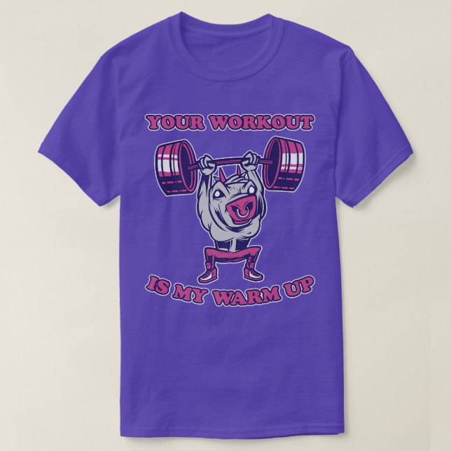 Camiseta Workout My Warm Up Pig Dumbbell Cow Bull Fitness P (Frente do Design)