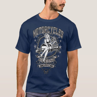 Camiseta Workshop de Garagem de Motociclos PinUp