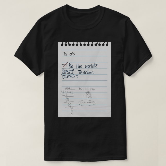 Camiseta World Best Okayest Math Teacher Note (Frente do Design)