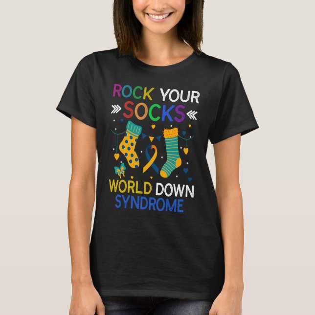 Camiseta World Down Syndrome Day  Rock Your Socks Awareness (Frente)