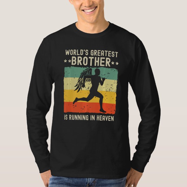 Camiseta World Greatest Brother Running in Heaven Family Me (Frente)