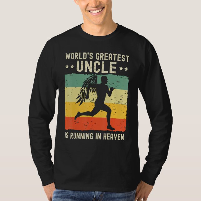 Camiseta World Greatest Uncle Running in Heaven Family Memo (Frente)