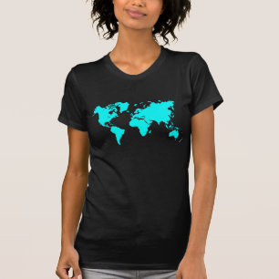 Camiseta World Map - Cyan