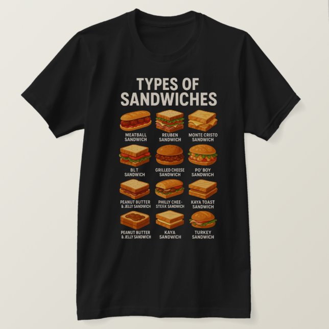Camiseta World of Sandwiches Funny Food Lover Retro Deli (Frente do Design)