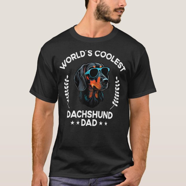 Camiseta World s Coolest Dog Dad Papa  Men Dachshund (Frente)