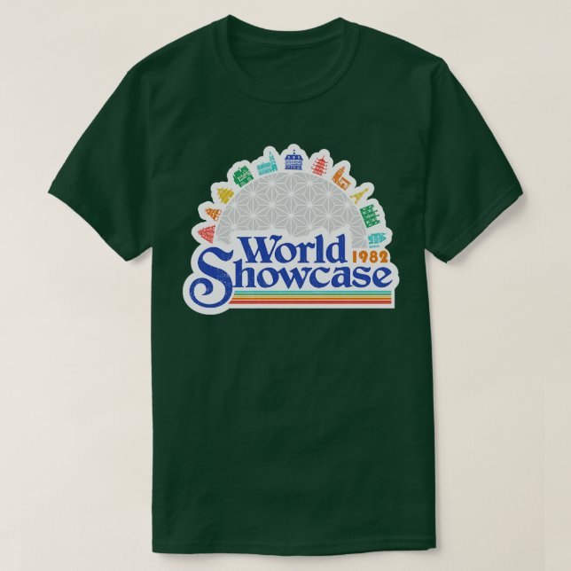Camiseta World Showcase retro style Epcot trabalho de arte  (Frente do Design)