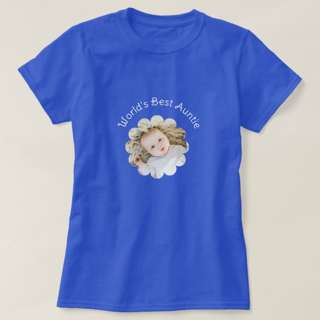 Camiseta World's Best Auntie Photo in Flower Custom (Frente do Design)