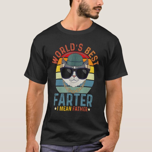 Camiseta Worlds Best Farter I Mean Father  Best Cat Dad Eve (Frente)