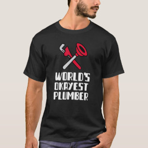 Camiseta Worlds Okayest Plumber Eledio Funcionário Azul C