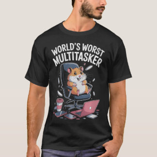 Camiseta Worlds Worst Multitasker Funny Hamster Office Desi