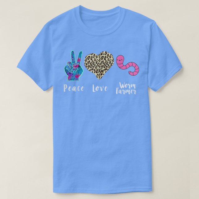 Camiseta Worm Farmer Love Peace Leopard Composting Worm Far (Frente do Design)