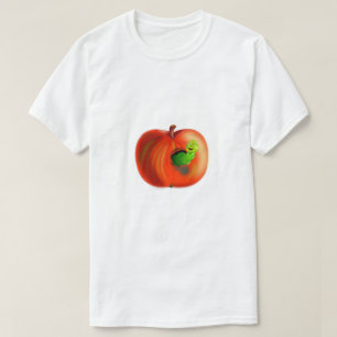 Camiseta Worm Feliz Em Maçã Vermelha -