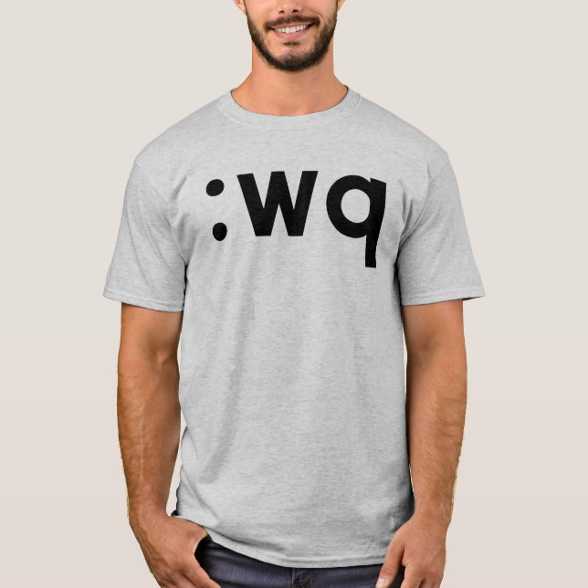 Camiseta : wq - texto preto para usuários de Vi/Vim (Frente)