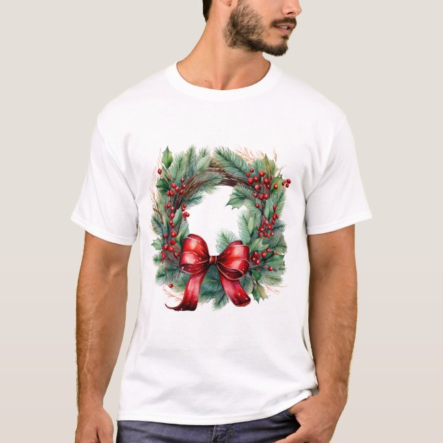 Camiseta Wreath of Grace – Watercolor Holiday Charm (Frente)
