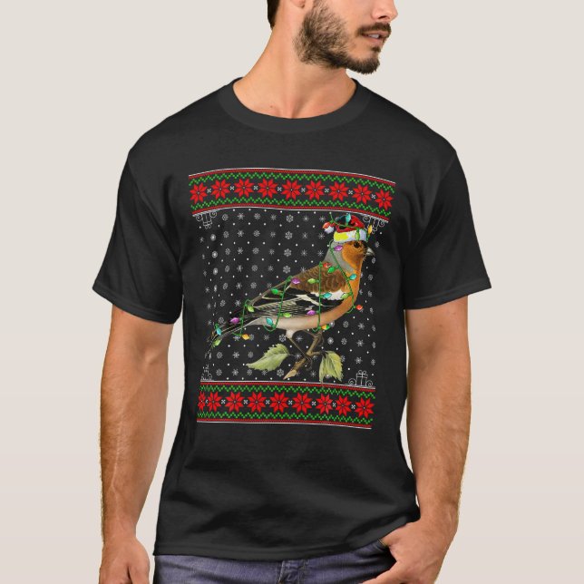 Camiseta Wren Bird Noites De Natal Luzes Feias Doce Papais  (Frente)