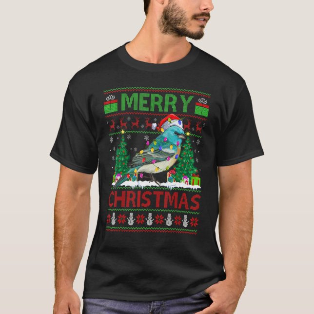 Camiseta Wren Bird   Xmas Tree Ugly Santa Wren Christmas (Frente)