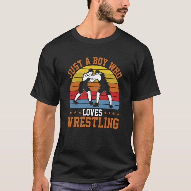 Camiseta Wrestle Wrestler Apenas Um Menino Que Adora Luta (Frente)