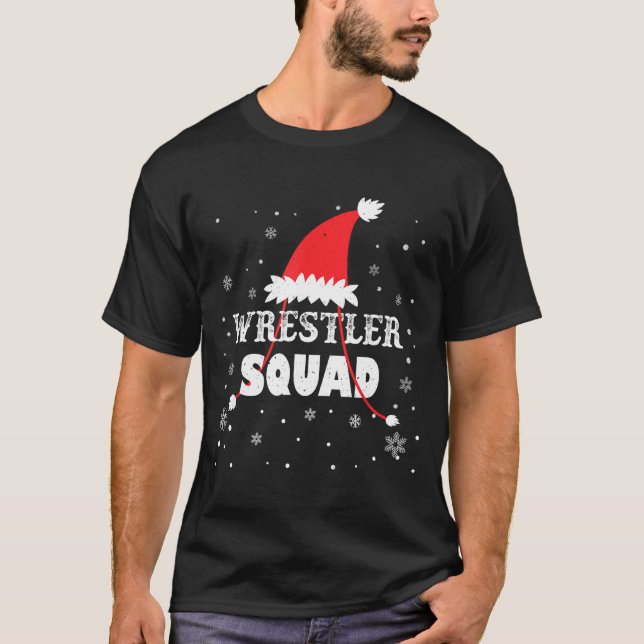 Camiseta Wrestler Squad Christmas Wrestling Matching Xmas  (Frente)