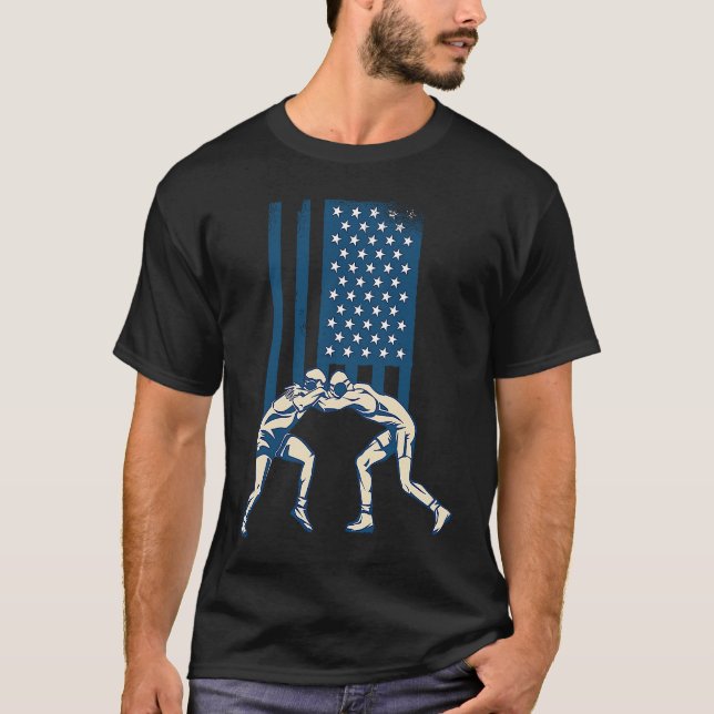 Camiseta Wrestling American USA Flag Wrestling  Wrestling F (Frente)