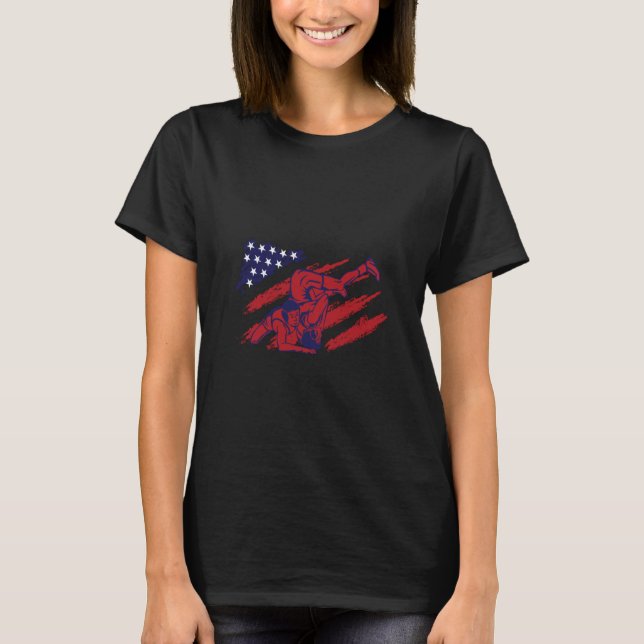 Camiseta Wrestling American USA Flag Wrestling Wrestling Fa (Frente)