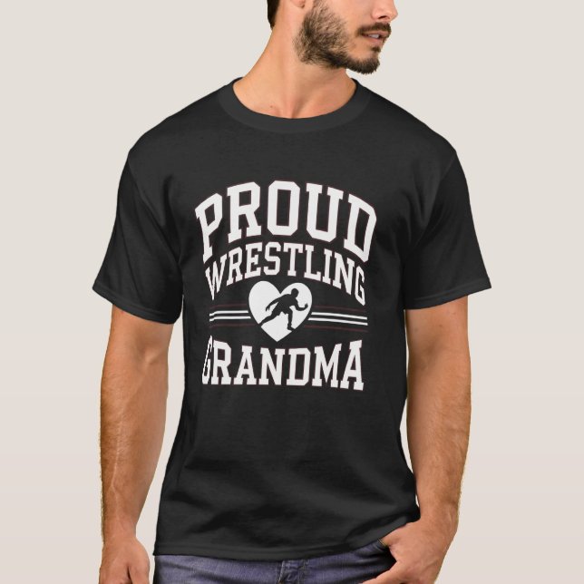 Camiseta Wrestling Proud Grandma Heart Wrestler (Frente)