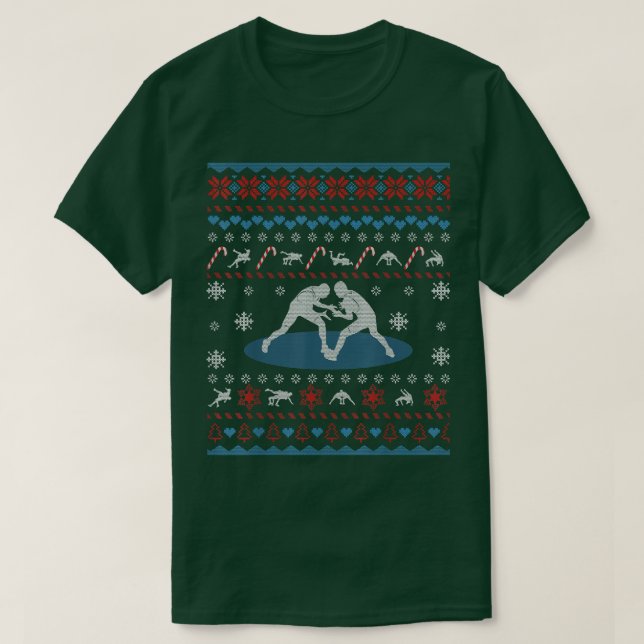 Camiseta Wrestling Ugly Christmas Sweater Funny Gifts For W (Frente do Design)