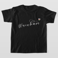 Wrexham Script Font, Welsh Flag Em T-Shirt Coração