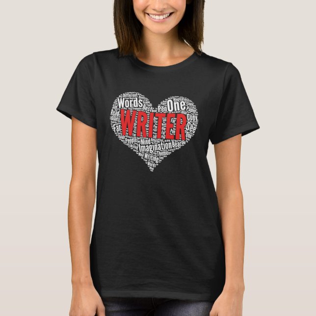 Camiseta Writer Heart Shape Word Cloud (Frente)