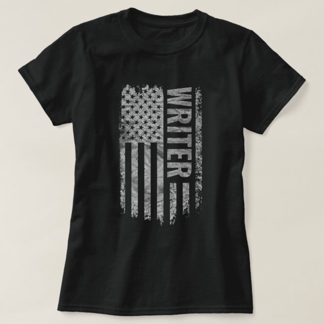 Camiseta Writer USA Flag Distressed design (Frente do Design)