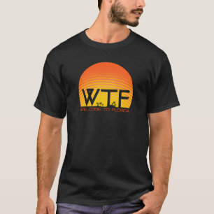 Camiseta WTF Bem-vindo à Flórida Retro Sunset Palm