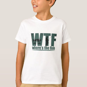 Camiseta WTF onde está a pesca engraçada do peixe