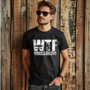 Camiseta WTF onde está a pesca engraçada do peixe