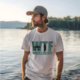 Camiseta WTF onde está a pesca engraçada do peixe