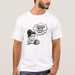 Camiseta WTF Whisper - Design de desenho retrô engraçado pa