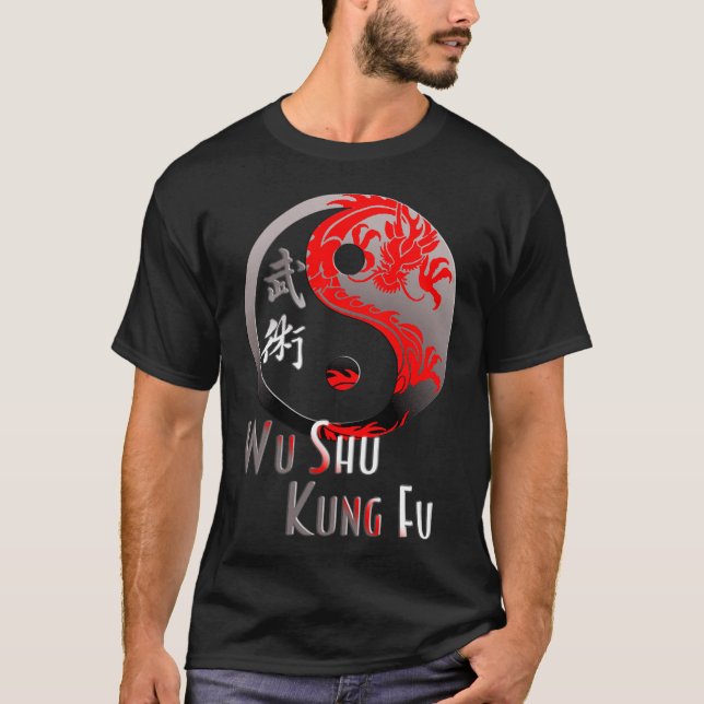 Camiseta Wu Shu Kung Fu Red Dragon - Martial Arts Design (Frente)