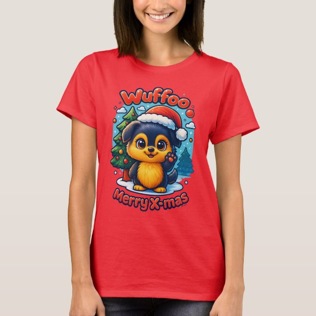 Camiseta Wuffoo Molli Merry X-mas Kawaii 3D Holiday (Frente)