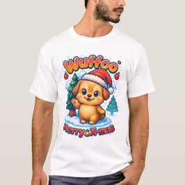 Camiseta Wuffoo Roony Merry Natal Kawaii 3D Feriado