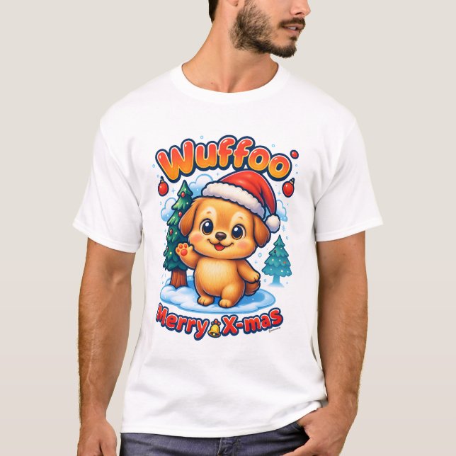 Camiseta Wuffoo Roony Merry X-mas Kawaii 3D Holiday (Frente)