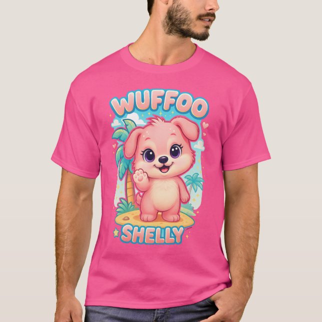 Camiseta Wuffoo Shelly Kawaii Puppy Tropical Island (Frente)